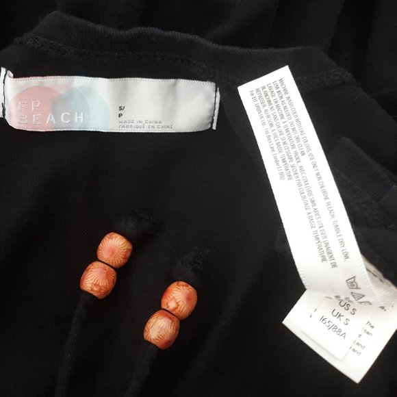 Free People Black Peplum Hem Boho Beaded Pockets Oversized - Picture 9 of 9